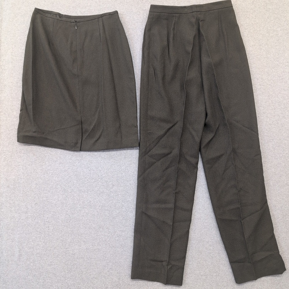 Casual Corner Annex Women's Skirt Pants Suit Two Piece Set Olive Green Size 2/4 - Picture 1 of 4